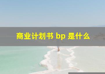 商业计划书 bp 是什么